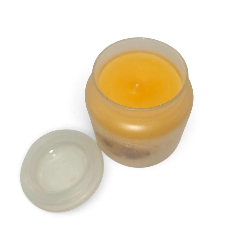 Yankee Candle Sunflower Single Wick Jar Candle 14.5oz Rare Frosted Glass Jar